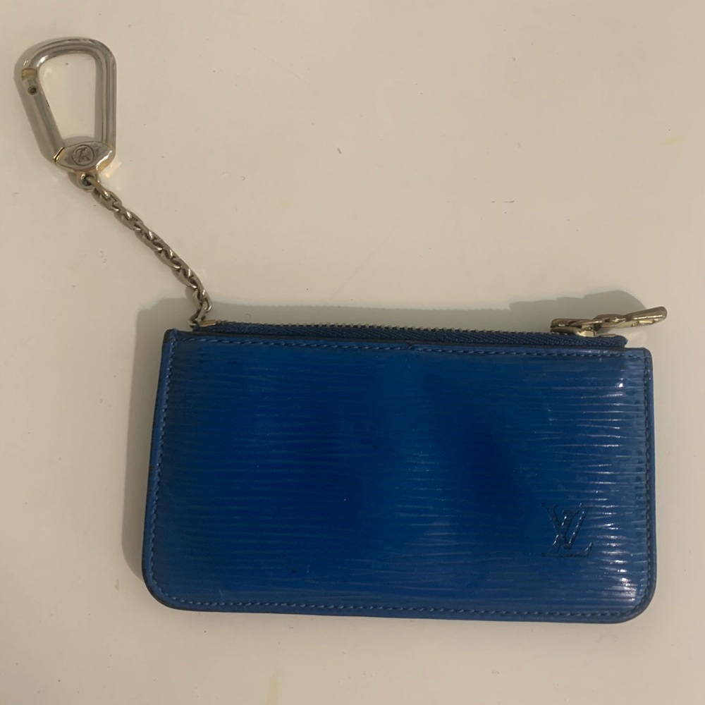 Louis Vuitton Blue Epi Pochette Cles Coin Wallet